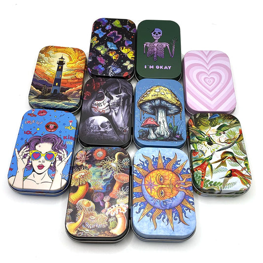 1Pcs Humidor Cases Rolling Paper Storage Holder Tin Cigarettes Boxes Sealed Tobacco Container Sun Pattern Smoking Accessories